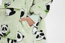Kids Green Panda Hoodi