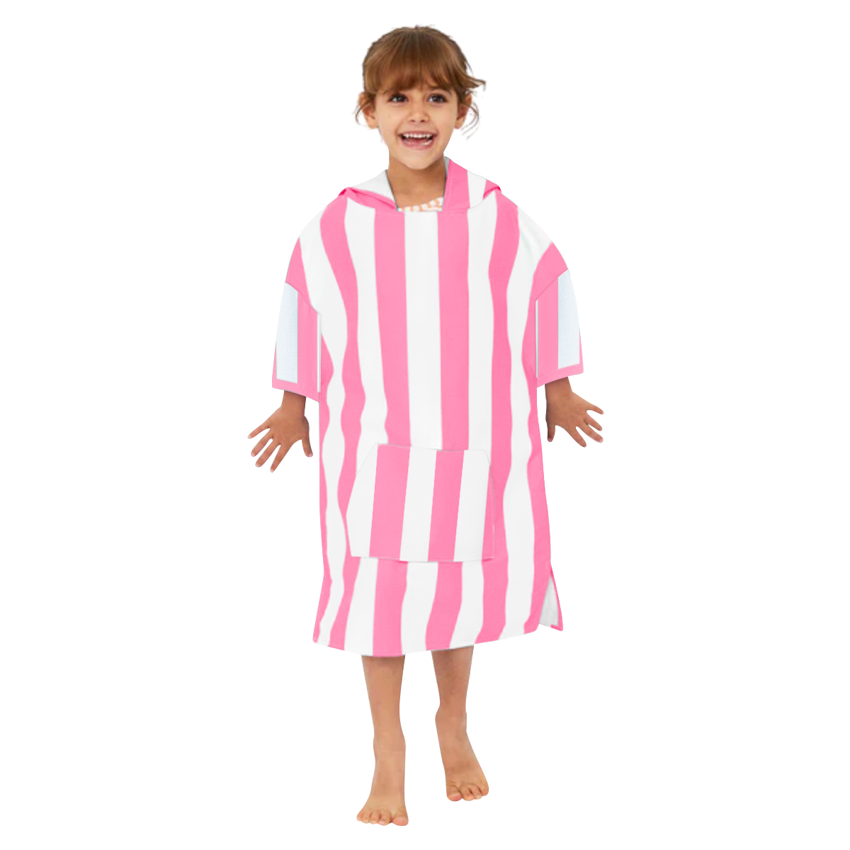 Kids Pink Striped Poncho